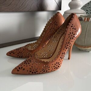 Kate Spade Tan Floral Cutout Heels